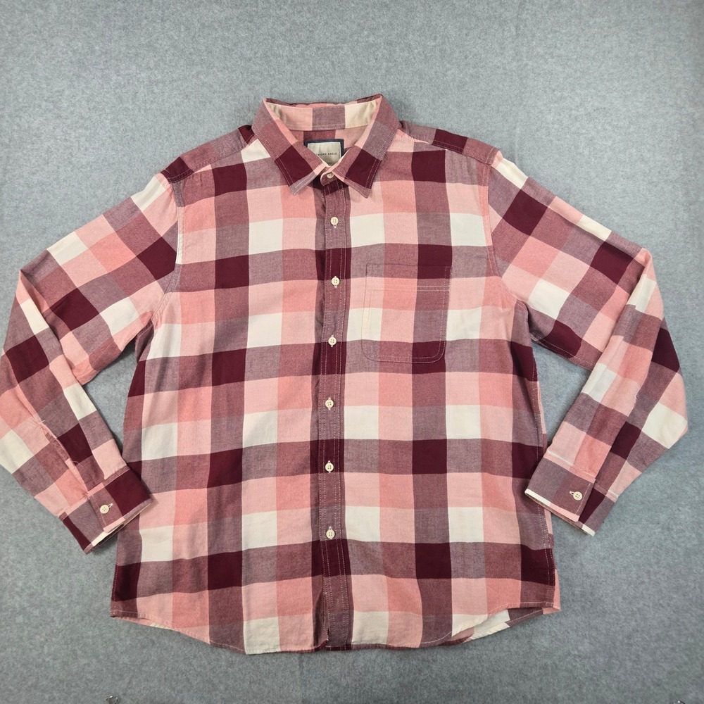 American Eagle Super Soft Flannel Shirt Mens XL Red Pink Plaid Button Down